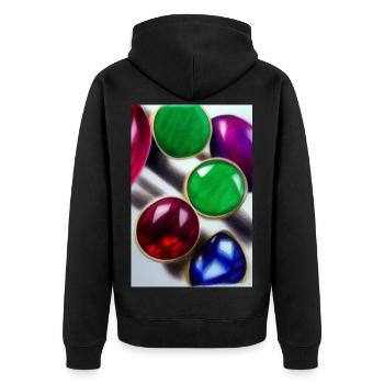Gemstones - Unisex Premium Organic Zip Hoodie - black - Back - Nico (187cm)