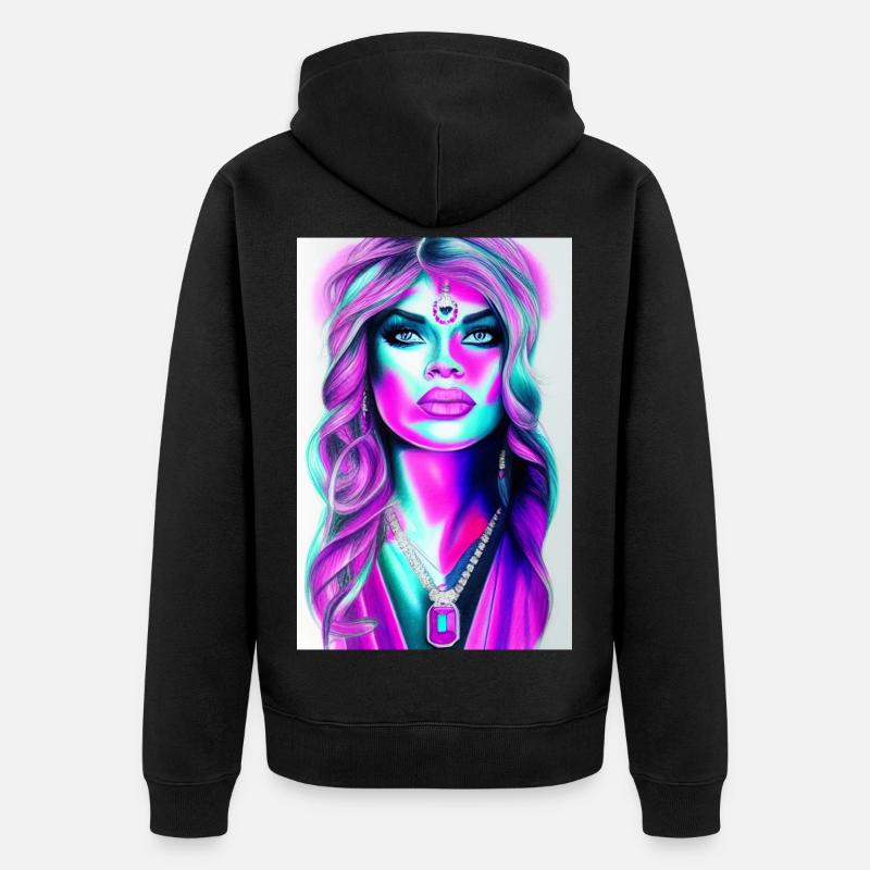 Frau mit Schmuck - Unisex Premium Bio Zip Hoodie - Schwarz