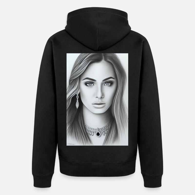 Frau mit Schmuck - Unisex Premium Bio Zip Hoodie - Schwarz