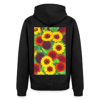 Sonnenblumen - Unisex Premium Bio Zip Hoodie - Schwarz - Hinten - Nico (187cm)