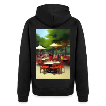 Café asiatique en plein air - Veste à capuche bio Premium Unisexe - noir - Dos - Nico (187cm)