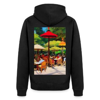 Café asiatique en plein air - Veste à capuche bio Premium Unisexe - noir - Dos - Nico (187cm)