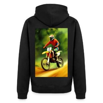 Motocross Riding - Unisex Premium Organic Zip Hoodie - black - Back - Nico (187cm)