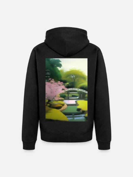 Chinese Zen Garden - Unisex Premium Organic Zip Hoodie - black