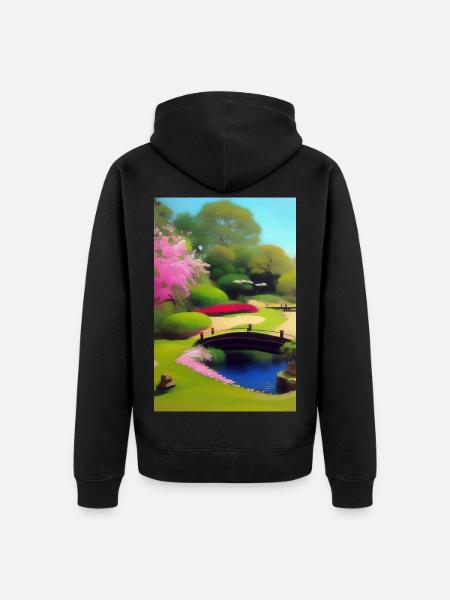Chinese Zen Garden - Unisex Premium Organic Zip Hoodie - black