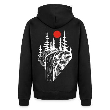 The white waterfall and the red sun - Unisex Premium Organic Zip Hoodie - black - Back - Nico (187cm)