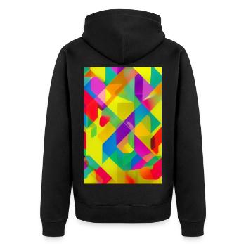 Retro Muster Bunt - Unisex Premium Bio Zip Hoodie - Schwarz - Hinten - Nico (187cm)