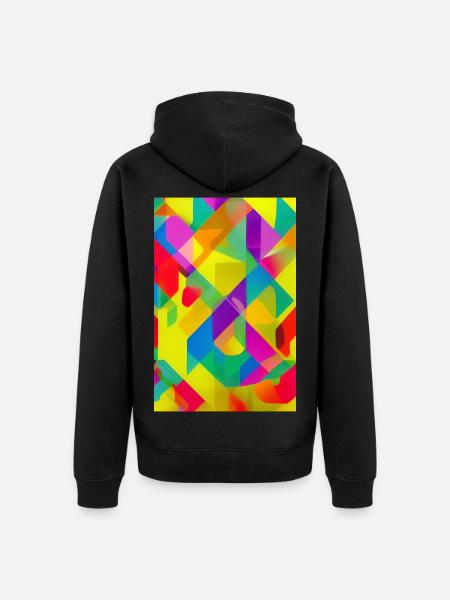 Retro Muster Bunt - Unisex Premium Bio Zip Hoodie - Schwarz