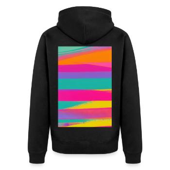 Retro Muster Bunt - Unisex Premium Bio Zip Hoodie - Schwarz - Hinten - Nico (187cm)