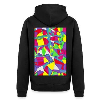 Retro Muster Bunt - Unisex Premium Bio Zip Hoodie - Schwarz - Hinten - Nico (187cm)