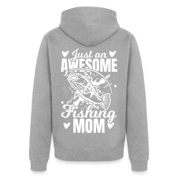 Drôle de maman pêcheuse - Veste à capuche bio Premium Unisexe - gris chiné - Dos - Nico (187cm)
