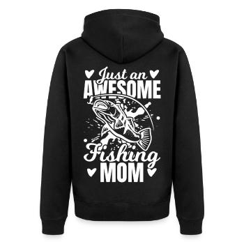 Lustige Fischer Mama - Unisex Premium Bio Zip Hoodie - Schwarz - Hinten - Nico (187cm)