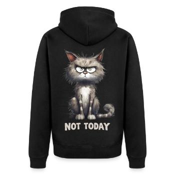 Wütender Kater Katze Not Today - Unisex Premium Bio Zip Hoodie - Schwarz - Hinten - Nico (187cm)