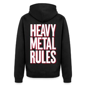 Heavy Metal Rules - Unisex Premium Bio Zip Hoodie - Schwarz - Hinten - Nico (187cm)