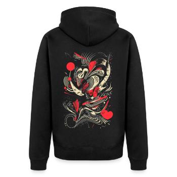 Cool Abstract Design with Dynamic Lines and Shades - Unisex Premium Organic Zip Hoodie - black - Back - Nico (187cm)