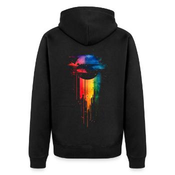 Subtil et cool Dripping Pride drapeau arc en ciel Design - Veste à capuche bio Premium Unisexe - noir - Dos - Nico (187cm)