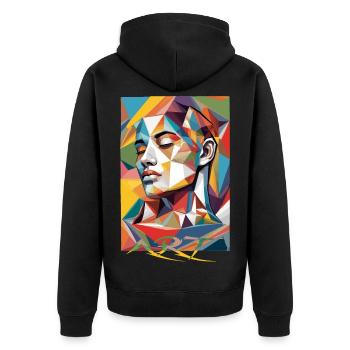 Moderne Gesichts Kunst - Unisex Premium Bio Zip Hoodie - Schwarz - Hinten - Nico (187cm)