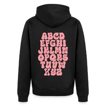 Buchstaben ABC Alphabet - Unisex Premium Bio Zip Hoodie - Schwarz - Hinten - Nico (187cm)