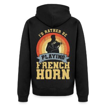 Lustiger Waldhornist Witz - Unisex Premium Bio Zip Hoodie - Schwarz - Hinten - Nico (187cm)