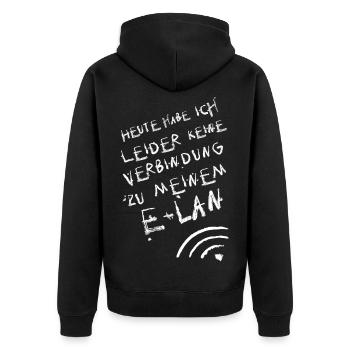heute leider keine verbindung zu meinem e lan - Unisex Premium Bio Zip Hoodie - Schwarz - Hinten - Nico (187cm)