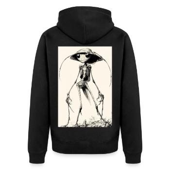 Skelettalien mit Hut – düster charmant - Unisex Premium Bio Zip Hoodie - Schwarz - Hinten - Nico (187cm)