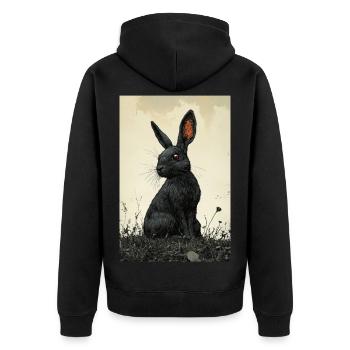 Night rabbit in the fog - Unisex Premium Organic Zip Hoodie - black - Back - Nico (187cm)