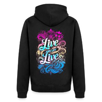 Live and Let Live - Vivre et laisser Vivre - Unisex Premium Organic Zip Hoodie - black - Back - Nico (187cm)