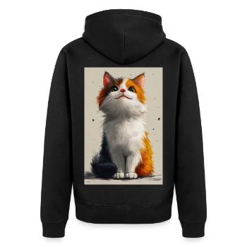 Cute Cat Illustration Poster - Unisex Premium Organic Zip Hoodie - black - Back - Nico (187cm)