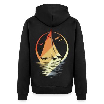 Segeln Vintage Look - Unisex Premium Bio Zip Hoodie - Schwarz - Hinten - Nico (187cm)