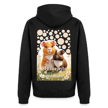 Zwei goldige Meerschweinchen Meine Lieblingstiere - Unisex Premium Bio Zip Hoodie - Schwarz - Hinten - Nico (187cm)