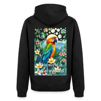 Perroquet dans la jungle Le monde regorge de merveilles - Veste à capuche bio Premium Unisexe - noir - Dos - Nico (187cm)