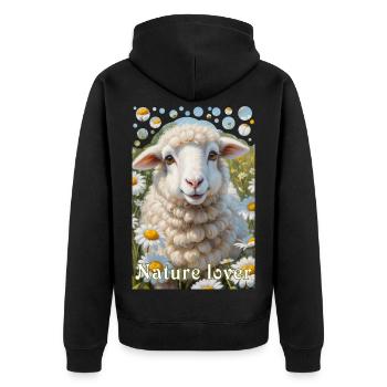 Amoureux de la nature câlin mouton fleur prairie - Veste à capuche bio Premium Unisexe - noir - Dos - Nico (187cm)