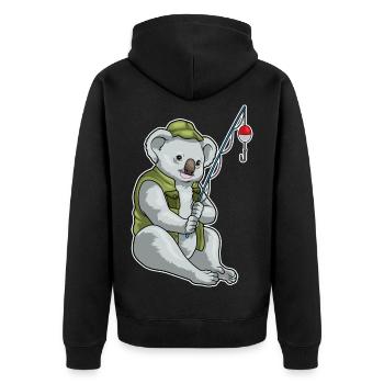 Pêche à la canne à pêche du pêcheur koala - Veste à capuche bio Premium Unisexe - noir - Dos - Nico (187cm)