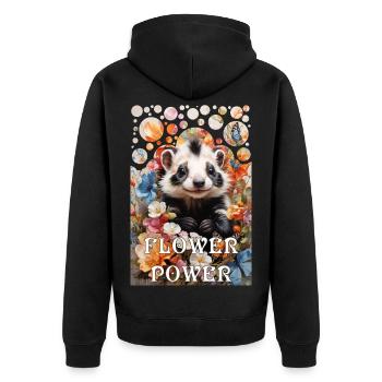 Hippie Flower Power moufette mignonne dans une mer de fleurs - Veste à capuche bio Premium Unisexe - noir - Dos - Nico (187cm)