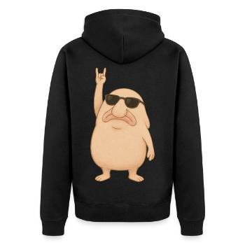 Blobfisch Rockt - Unisex Premium Bio Zip Hoodie - Schwarz - Hinten - Nico (187cm)