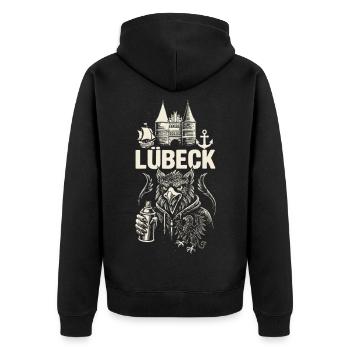 Lübeck Street Vibes - Veste à capuche bio Premium Unisexe - noir - Dos - Nico (187cm)
