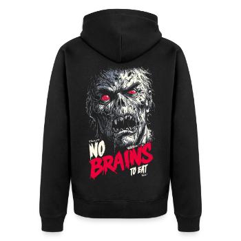 There are no brains - Unisex Premium Organic Zip Hoodie - black - Back - Nico (187cm)