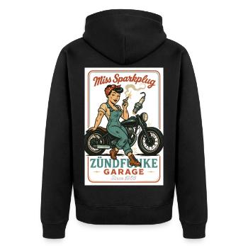 Miss Sparkplug – Zündfunke Garage Queen - Veste à capuche bio Premium Unisexe - noir - Dos - Nico (187cm)