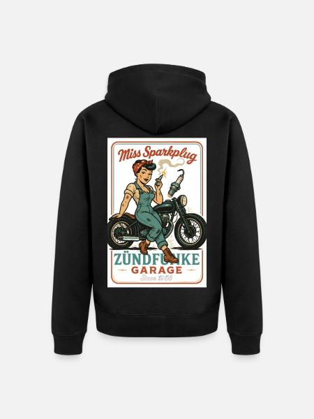 Miss Sparkplug – Zündfunke Garage Queen - Unisex Premium Organic Zip Hoodie - black