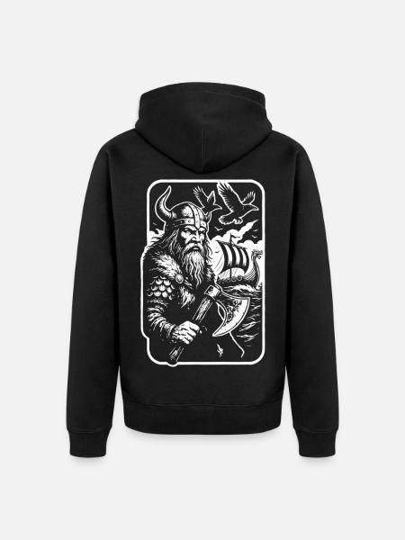 Runenkrieger des Nordens - Unisex Premium Bio Zip Hoodie - Schwarz