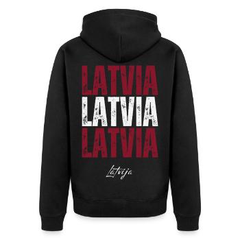 Latvian pride, I love Latvia - Unisex Premium Organic Zip Hoodie - black - Back - Nico (187cm)