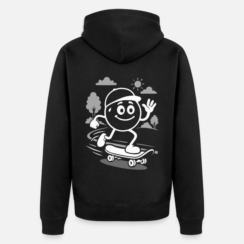 Ribbo sur le skateboard - Veste à capuche bio Premium Unisexe - noir