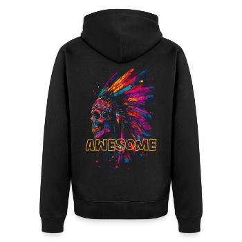 Superbe crâne indien - Veste à capuche bio Premium Unisexe - noir - Dos - Nico (187cm)