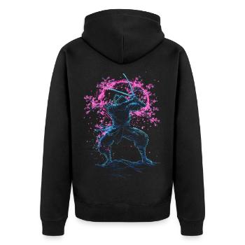Samurai Sakura Tornado japan - Unisex Premium Bio Zip Hoodie - Schwarz - Hinten - Nico (187cm)