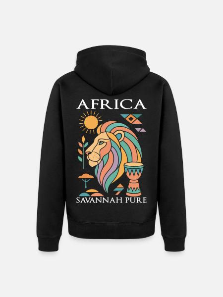 Lion Africa in pastel - Unisex Premium Organic Zip Hoodie - black