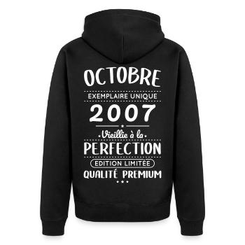 18th Birthday - October 2007 Perfection - Unisex Premium Organic Zip Hoodie - black - Back - Nico (187cm)