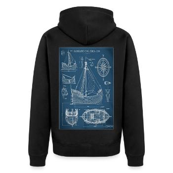 Plan de rouage hanséatique | Plan du bâtiment historique - Veste à capuche bio Premium Unisexe - noir - Dos - Nico (187cm)