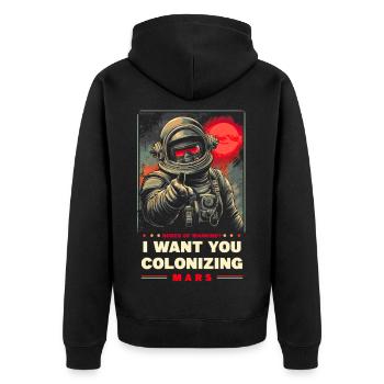 Mars Colonization Promotional Poster - Unisex Premium Organic Zip Hoodie - black - Back - Nico (187cm)