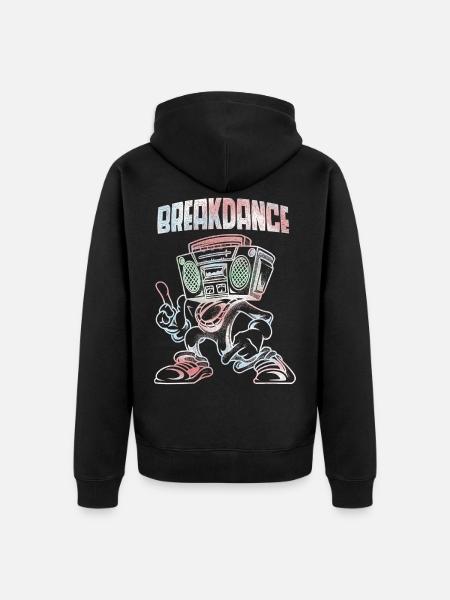 Breakdance Boombox Pastel Lineart streetart - Unisex Premium Organic Zip Hoodie - black