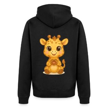 Cute giraffe with heart hands - Unisex Premium Organic Zip Hoodie - black - Back - Nico (187cm)